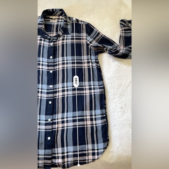 Barbour Baymouth Linen Blend Shirt Tunic Navy Size 6 Style LSH1301NY73 - Picture 7 of 12